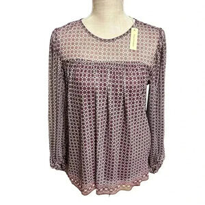 Women’s Max Studio Mesh Blouse Shirt•NWT•Size S•Rust,Yellow,Cream and Gr…